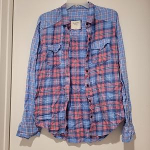 Abercrombie & Fitch Women Multi-Color Plaid Button Down Shirt